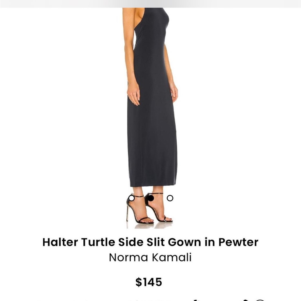 Revolve Norma Kamali Halter Turtle Side Slit Gown.